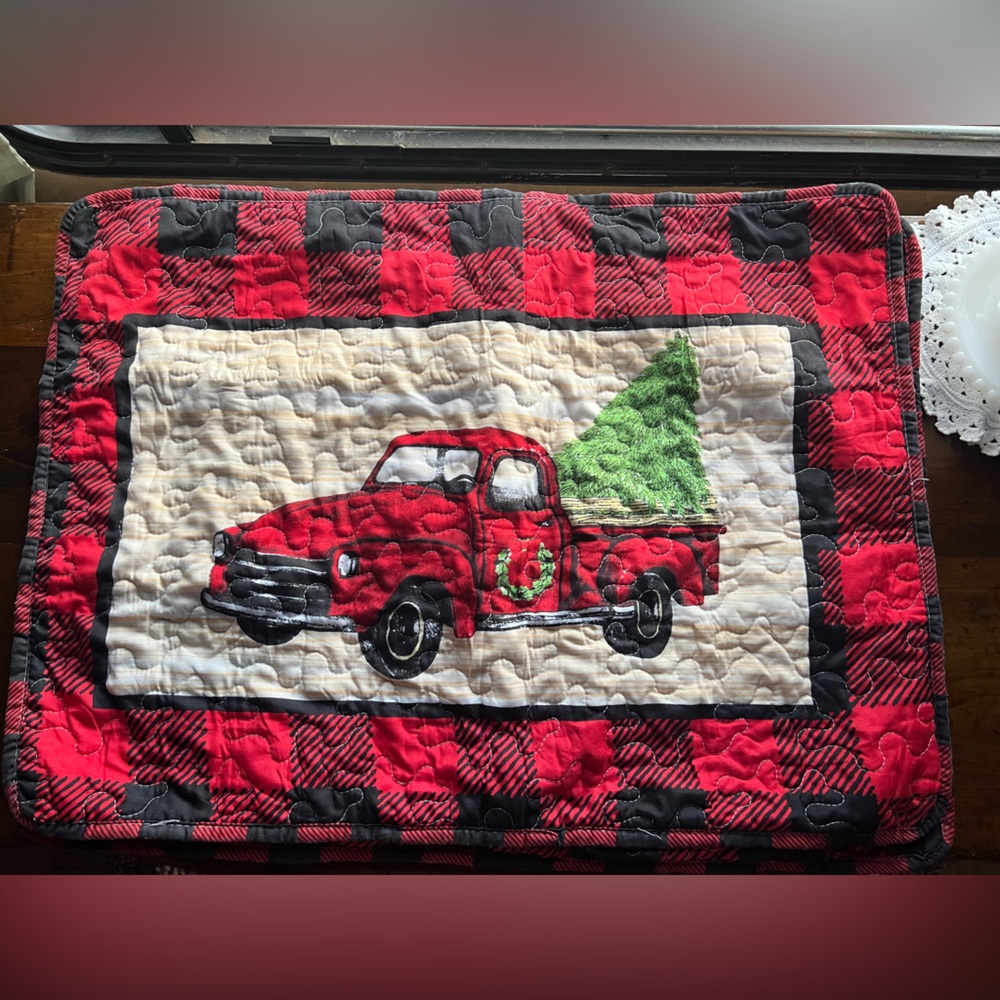 Quilted Red & Plaid Truck Pillowcase Set